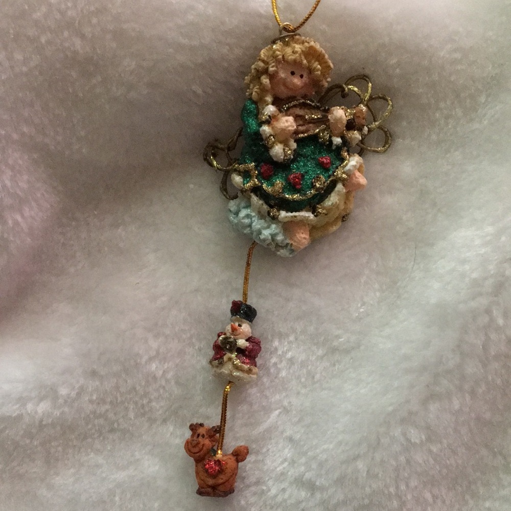 Festive Angel Ornament with Snowman and Reindeer